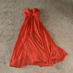 Coral Orange strapless formal dress